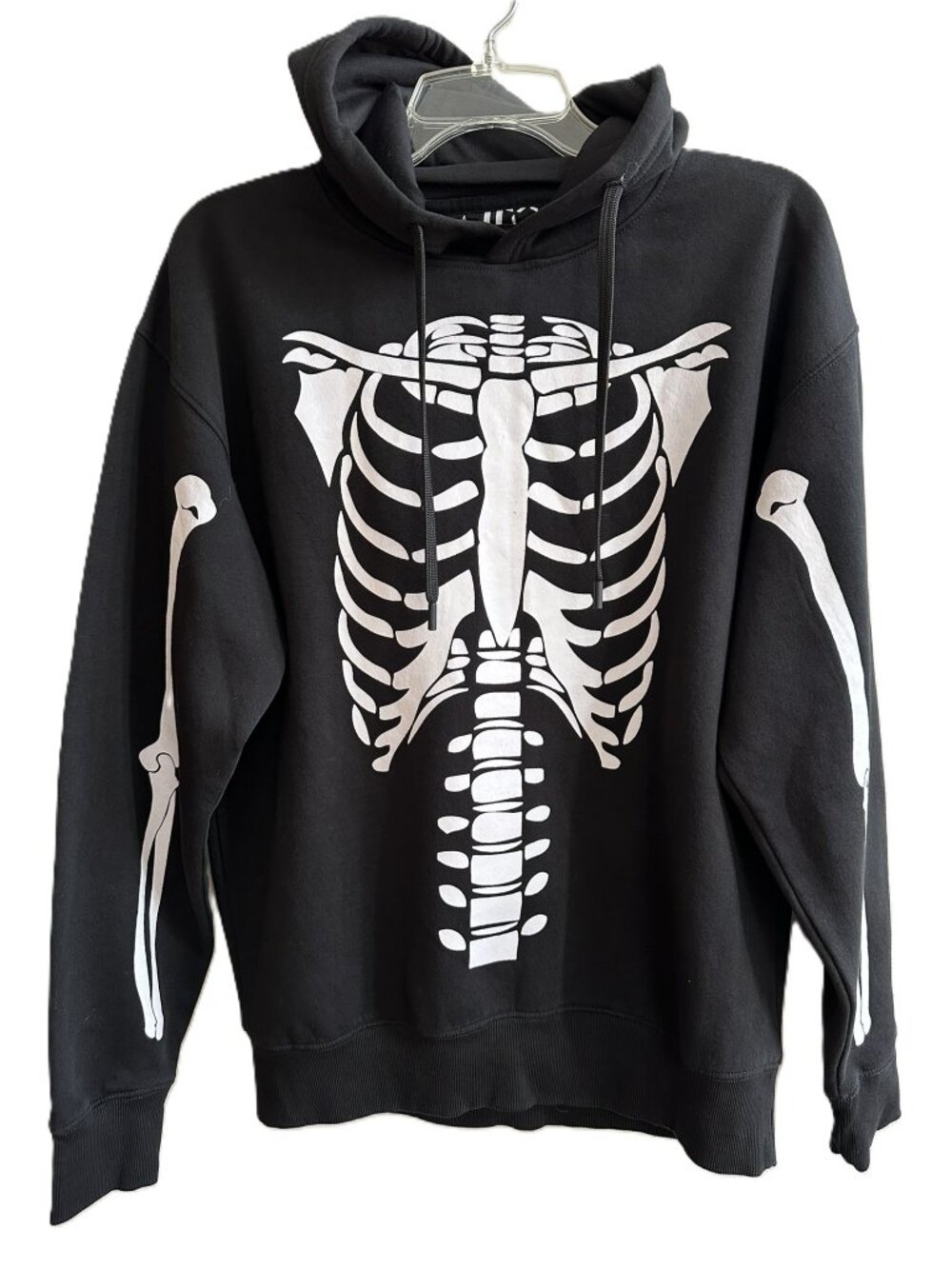 Skeleton Hoodie Denim & Flower Ricky Singh Mens Medium Black White Halloween
